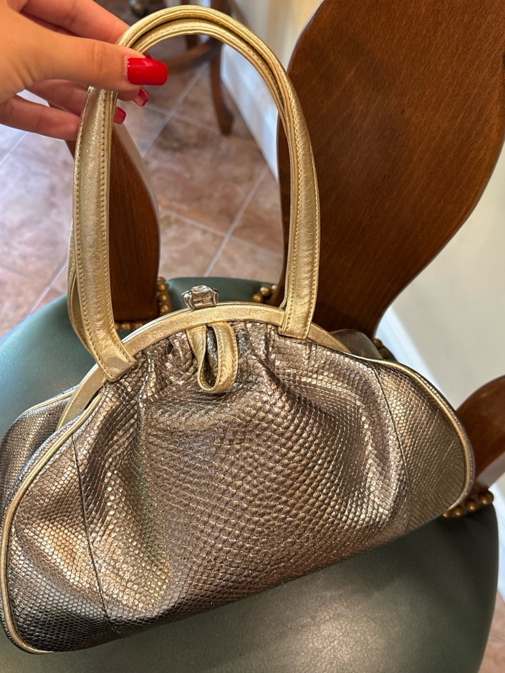 Judith Leiber Metallic Gold Dome-Top Shoulder Bag